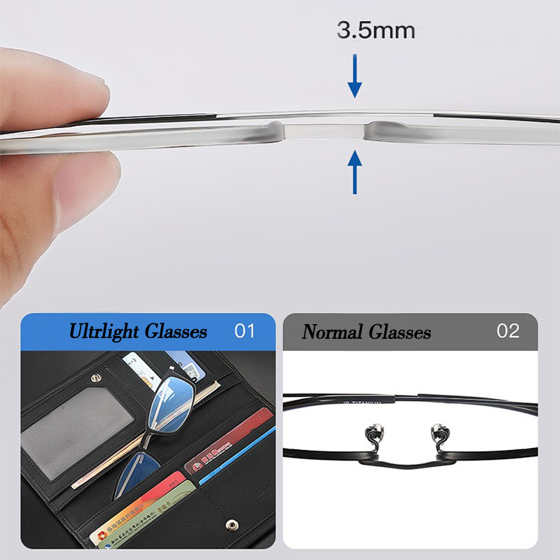 May Flower Visokokvalitetne svjetleće naočale za čitanje protiv plavih zraka TR90 Tanke prijenosne naočale za dalekovidnost Muške s futrolom +3,5