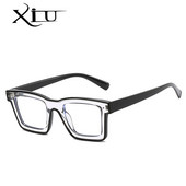 XIU Drop Ship Square Anti Blue Blocking Мъже Жени Очила Модна марка Дизайн Очила за четене на компютър