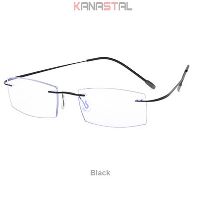 Muške naočale za čitanje koje blokiraju plavo svjetlo Metalne HD leće Ultralake naočale bez okvira Ženske naočale za dalekovidnost +4.0