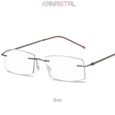 Muške naočale za čitanje koje blokiraju plavo svjetlo Metalne HD leće Ultralake naočale bez okvira Ženske naočale za dalekovidnost +4.0