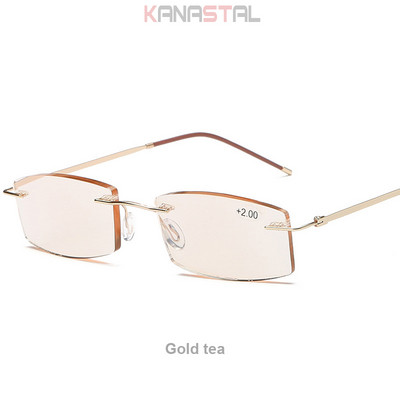 Muške naočale za čitanje koje blokiraju plavo svjetlo Metalne HD leće Ultralake naočale bez okvira Ženske naočale za dalekovidnost +4.0