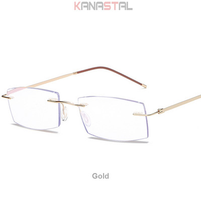 Muške naočale za čitanje koje blokiraju plavo svjetlo Metalne HD leće Ultralake naočale bez okvira Ženske naočale za dalekovidnost +4.0