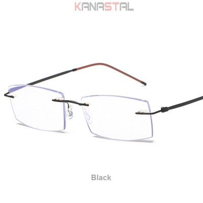 Muške naočale za čitanje koje blokiraju plavo svjetlo Metalne HD leće Ultralake naočale bez okvira Ženske naočale za dalekovidnost +4.0