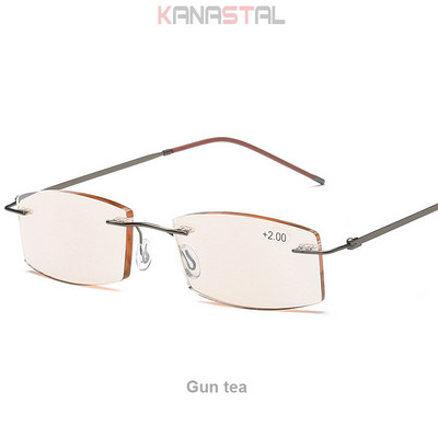 Muške naočale za čitanje koje blokiraju plavo svjetlo Metalne HD leće Ultralake naočale bez okvira Ženske naočale za dalekovidnost +4.0