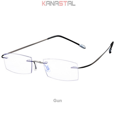 Muške naočale za čitanje koje blokiraju plavo svjetlo Metalne HD leće Ultralake naočale bez okvira Ženske naočale za dalekovidnost +4.0