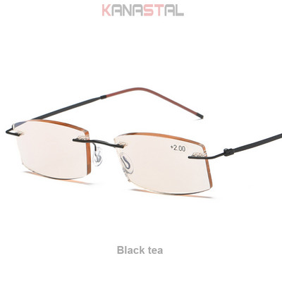 Muške naočale za čitanje koje blokiraju plavo svjetlo Metalne HD leće Ultralake naočale bez okvira Ženske naočale za dalekovidnost +4.0