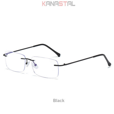Muške naočale za čitanje koje blokiraju plavo svjetlo Metalne HD leće Ultralake naočale bez okvira Ženske naočale za dalekovidnost +4.0