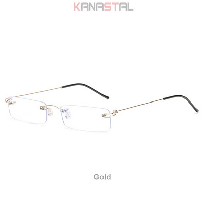 Muške naočale za čitanje koje blokiraju plavo svjetlo Metalne HD leće Ultralake naočale bez okvira Ženske naočale za dalekovidnost +4.0