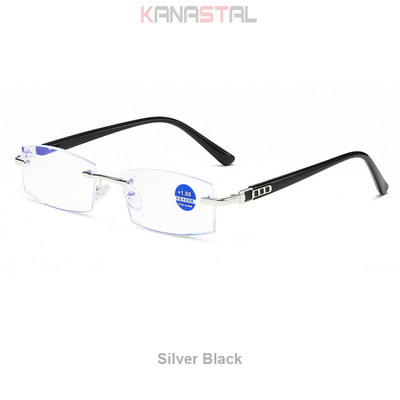 Muške naočale za čitanje koje blokiraju plavo svjetlo Metalne HD leće Ultralake naočale bez okvira Ženske naočale za dalekovidnost +4.0