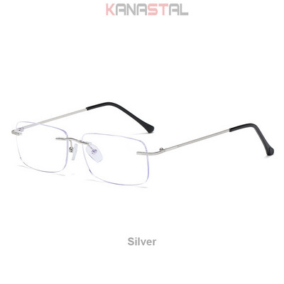 Muške naočale za čitanje koje blokiraju plavo svjetlo Metalne HD leće Ultralake naočale bez okvira Ženske naočale za dalekovidnost +4.0