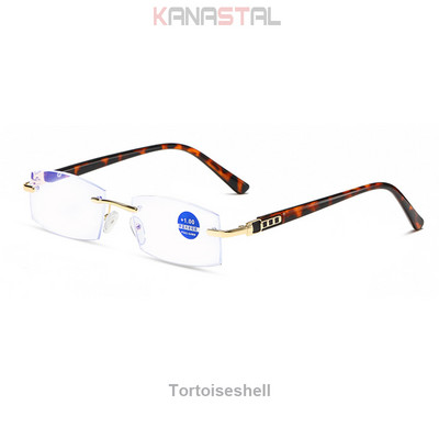 Muške naočale za čitanje koje blokiraju plavo svjetlo Metalne HD leće Ultralake naočale bez okvira Ženske naočale za dalekovidnost +4.0