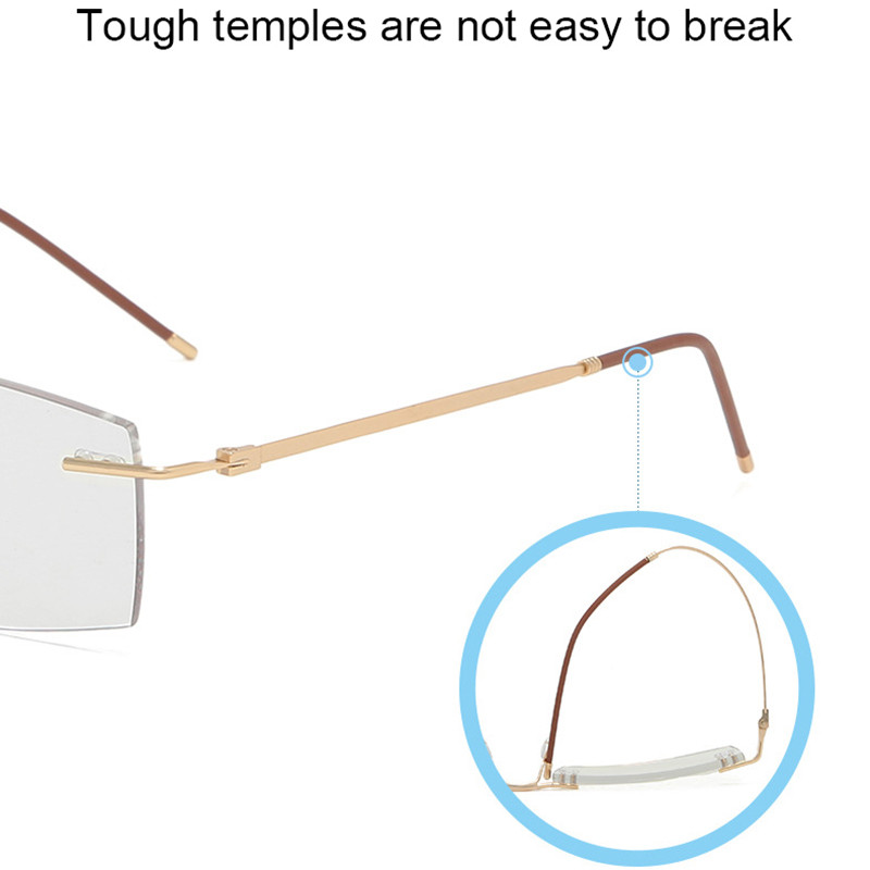 Muške naočale za čitanje koje blokiraju plavo svjetlo Metalne HD leće Ultralake naočale bez okvira Ženske naočale za dalekovidnost +4.0