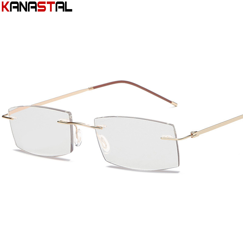 Muške naočale za čitanje koje blokiraju plavo svjetlo Metalne HD leće Ultralake naočale bez okvira Ženske naočale za dalekovidnost +4.0