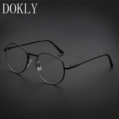 DOKLY Vintage ümmargused prillid meeste naiste prillid metallist musta raamiga prillid vintage naiste optika prillid läbipaistva objektiiviga prillid