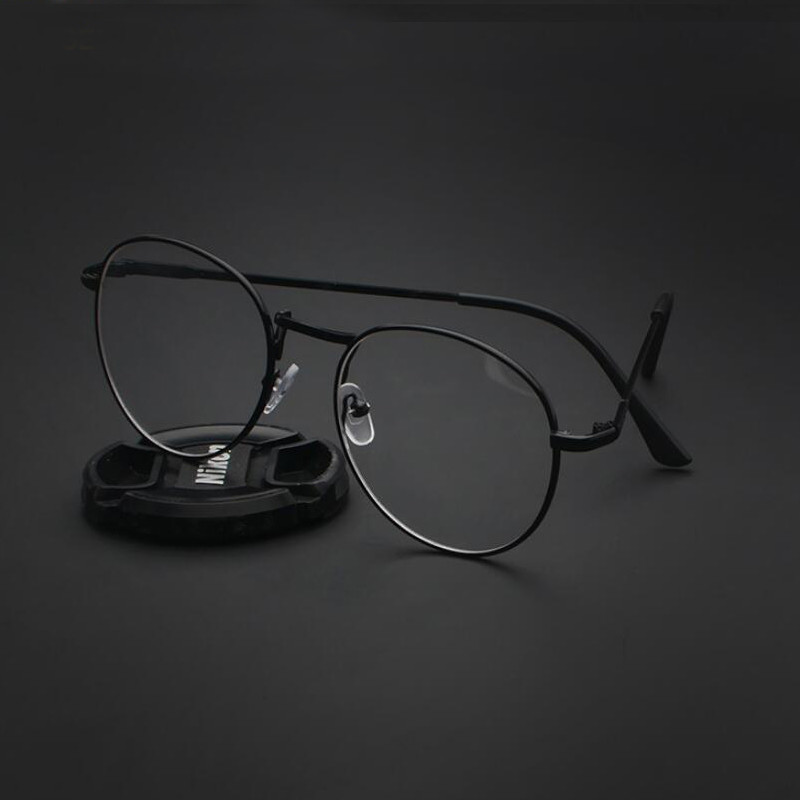DOKLY Vintage ümmargused prillid meeste naiste prillid metallist musta raamiga prillid vintage naiste optika prillid läbipaistva objektiiviga prillid