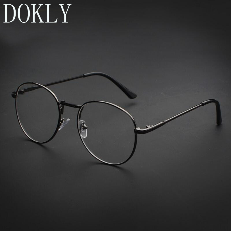 DOKLY Vintage ümmargused prillid meeste naiste prillid metallist musta raamiga prillid vintage naiste optika prillid läbipaistva objektiiviga prillid