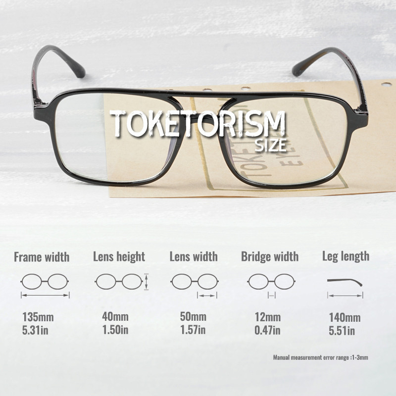 Toketorism Ochelari Vintage Femeie Bărbat Dublu Pod Ochelari Retro Ramă Optică Ușoară 0342