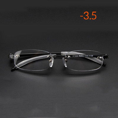 Semfly Ultralight Soft TR90 Frameless Myopia Glasses Mens Businesss Nearsight Shortsighted Glasses-1.0-1.5-2.0-2.5-3.0-3.5-4.0
