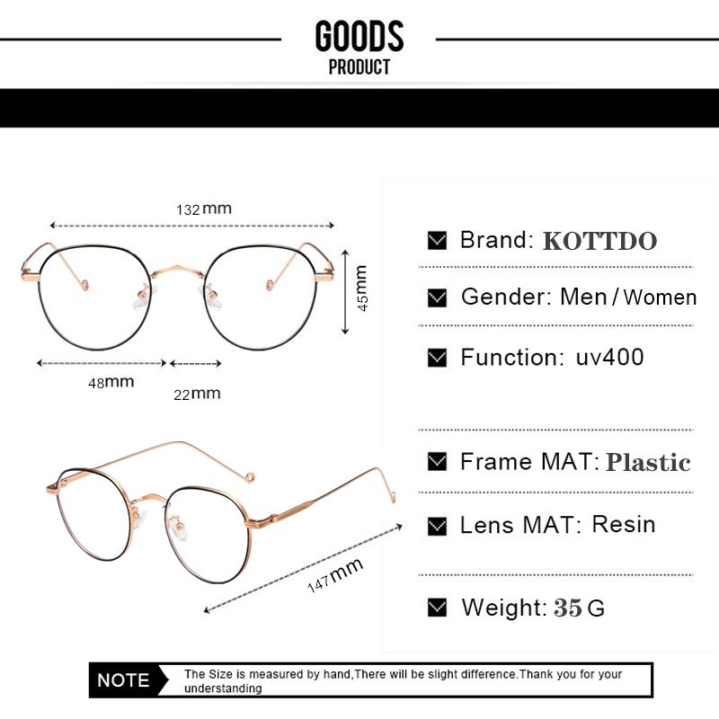 Modne anti-plavo svjetlo Ženske optičke naočale za kratkovidnost Klasične vintage okrugle metalne okvire za naočale Muške naočale za računala