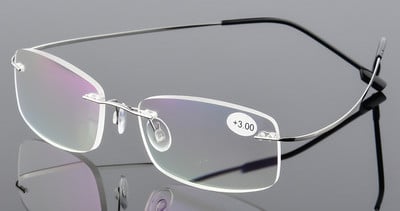 Uniszex ultrakönnyű keret nélküli szemüvegek átlátszó memóriával titán olvasószemüvegek mágneses presbyopic szemüvegek erőssége +1,0-+4,0