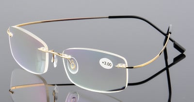 Uniszex ultrakönnyű keret nélküli szemüvegek átlátszó memóriával titán olvasószemüvegek mágneses presbyopic szemüvegek erőssége +1,0-+4,0