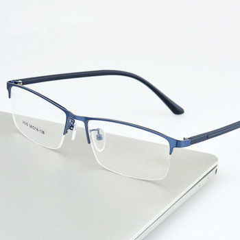 Myopia Glasses Σκελετός Fashion Steel Plate Half-rim Glasses-computer eyeglasses Frames Νέος σκελετός Γυαλιά Ανδρικά