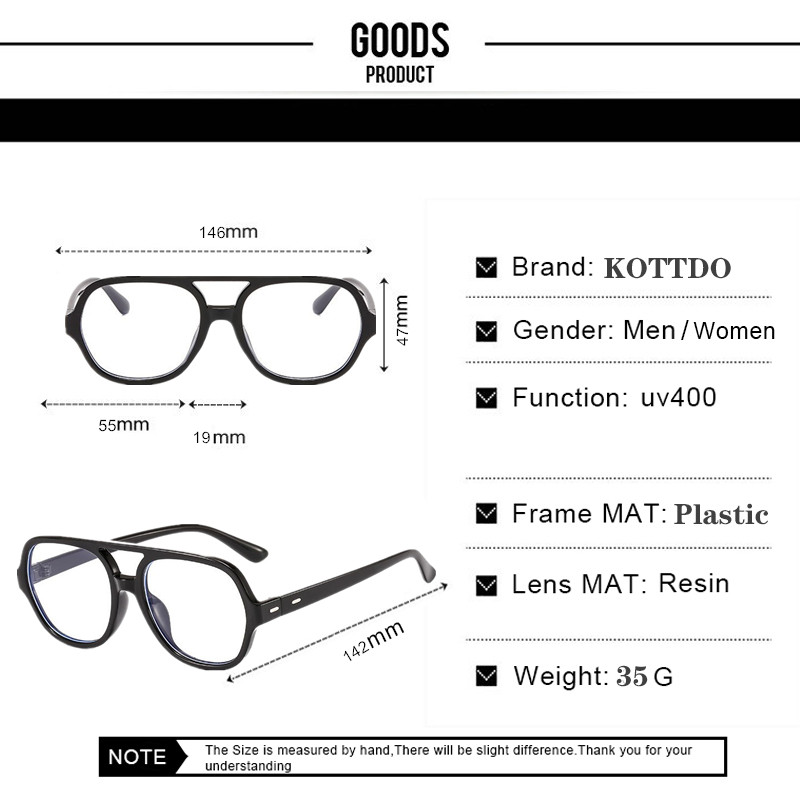 KOTTDO Classic Double Bridge Eye Glasses Frame Women Vintage Anti-blue Light Компютърни очила Мъжки