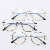 Podesive okrugle naočale protiv plave svjetlosti Klasične računalne UV naočale s metalnim okvirom bez stupnja Oculos Feminino naočale za muškarce