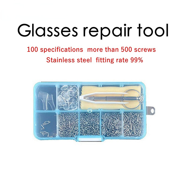 500 vnt akiniai Atsuktuvas Akiniai Sraigtai Akiniai nuo saulės taisymo rinkinys Įrankis Akiniai Priedai 10 Porų Nosies pagalvėlės Laikiklis Akinių kabliukas
