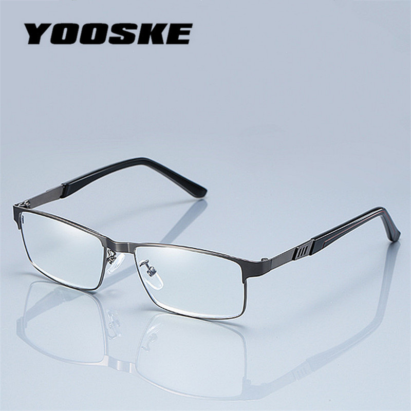 YOOSKE plavo svjetlo od nehrđajućeg čelika, muške poslovne naočale za čitanje za čitače, muške optičke naočale za dalekovidnost +1,0 1,5 2,0 2,5 3,0