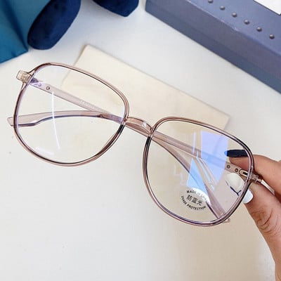 Ochelari TR90 Anti lumină albastră Ramă femei Ochelari de vedere pentru computer optic Bărbați Rame de ochelari de gaming de epocă Sticlă falsă transparentă