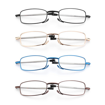 1PC Сгъваеми очила за четене Дамски с калъф Преносими метални телескопични въртящи се с висока разделителна способност Мъжки очила за пресбиопия+1,0~4,0