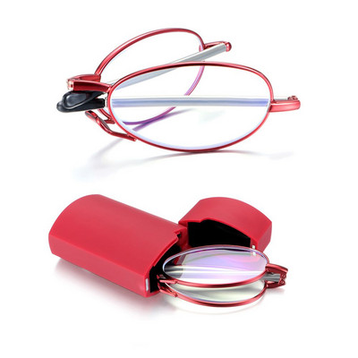 1 vnt. sulankstomi skaitymo akiniai moterims su dėklu, nešiojamasis metalinis teleskopinis besisukantis didelės raiškos vyriški akiniai su presbyopia + 1,0–4,0