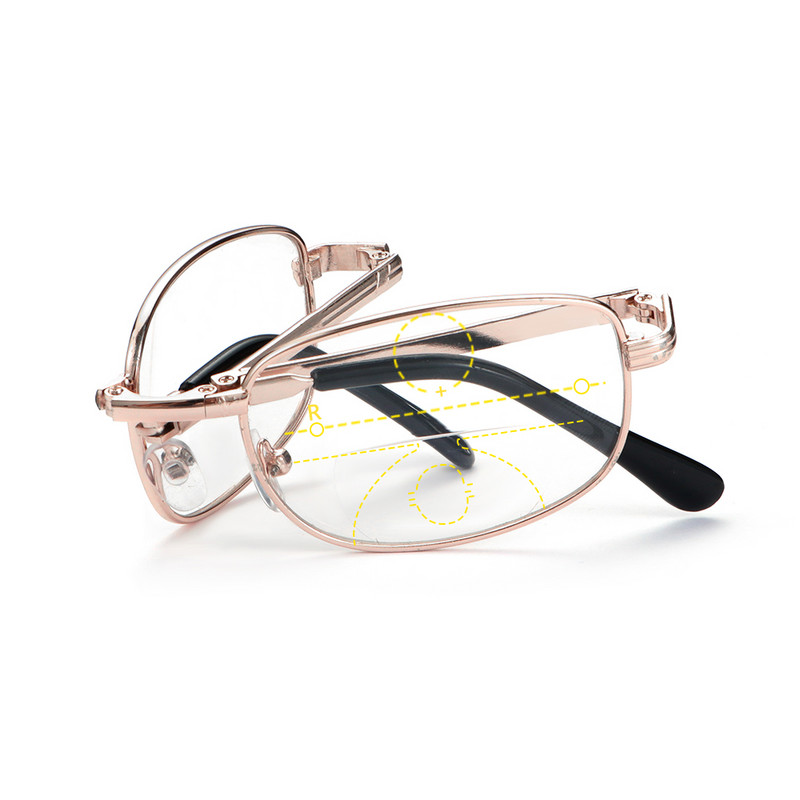 1 vnt. sulankstomi skaitymo akiniai moterims su dėklu, nešiojamasis metalinis teleskopinis besisukantis didelės raiškos vyriški akiniai su presbyopia + 1,0–4,0