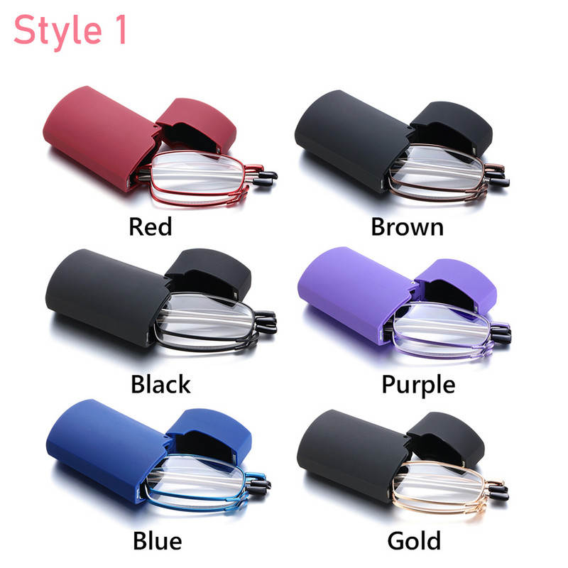 1 vnt. sulankstomi skaitymo akiniai moterims su dėklu, nešiojamasis metalinis teleskopinis besisukantis didelės raiškos vyriški akiniai su presbyopia + 1,0–4,0