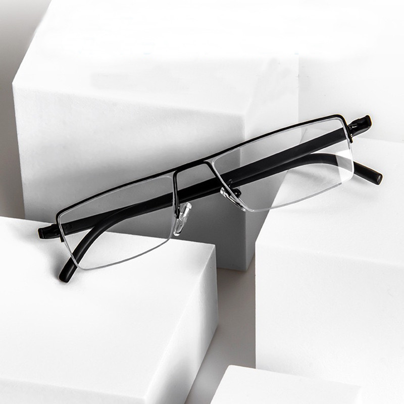 May Flower Anti Blue Light skaitymo akiniai vyrams Moteriški juodi akiniai Farsightness lydinio rėmeliai akiniai su dėklu Dioptrija +1,5+2