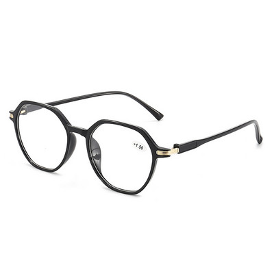 Poligonalni crni metalni okvir, modne naočale za čitanje Unisex prozirne naočale za čitanje Naočale za čitanje