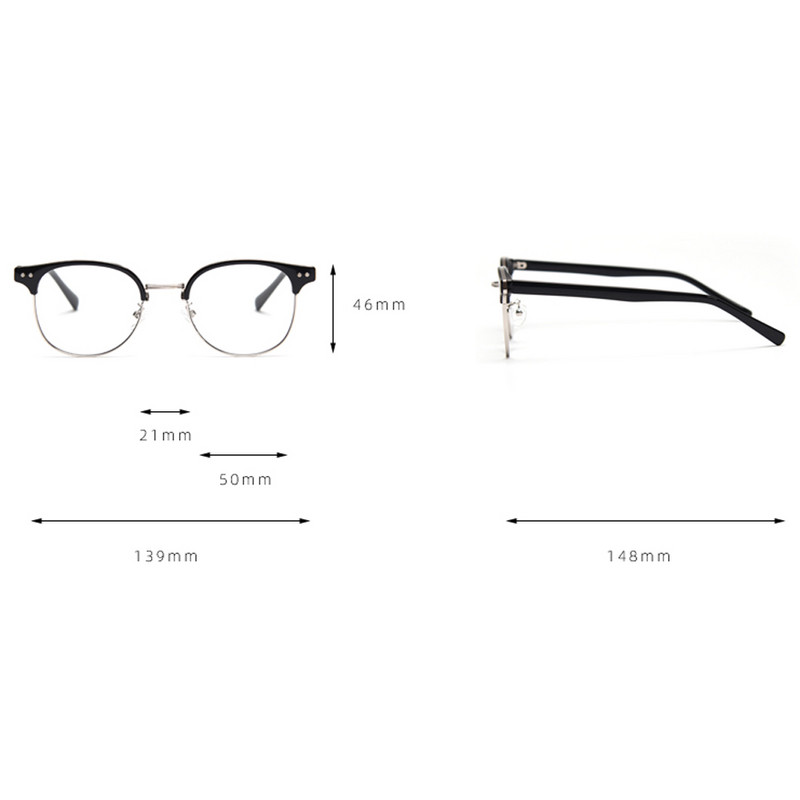 Peekaboo ženske acetatne naočale ženske modne naočale s poluokvirom za muškarce s optičkim prozirnim metalnim metalnim visokokvalitetnim poklonima