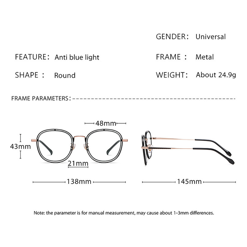 Swanwick metalne šuplje četvrtaste naočale za žene prozirne leće protiv plave svjetlosti okrugli okvir naočala muškarci vintage darovi od crnog zlata