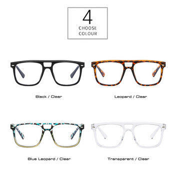 SO&EI Retro Square Double Bridges Γυναικεία γυαλιά Σκελετός Clear Anti-Blu-Ray φακός Γυαλιά Ανδρικά οπτικά πριτσίνια Πλαίσιο γυαλιά υπολογιστή