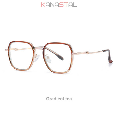 Ochelari noi pentru femei, cu blocare a luminii albastre, retro TR Metal, ochelari pătrați, cadru anti-raze, oglindă plată, ochelari optici, ochelari pentru bărbați