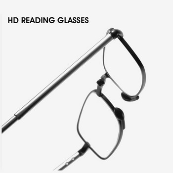 Преносими ултратънки очила за четене Мъжки сгъваеми малки черни метални рамки за очила с оригинална кутия