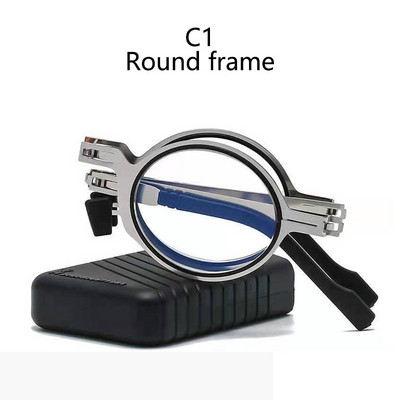 Prijenosne, ultratanke naočale za čitanje, muške sklopive male okvire za naočale, crne metalne naočale s originalnom kutijom