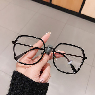 SO&EI Fashion Polygon Clear Anti-Blu-Ray Lens Eyewear Women Square Glasses Frame TR90 Men Vintage Optical Frame Computer Goggles