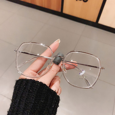 SO&EI Fashion Polygon Clear Anti-Blu-Ray Lens Eyewear Women Square Glasses Frame TR90 Men Vintage Optical Frame Computer Goggles