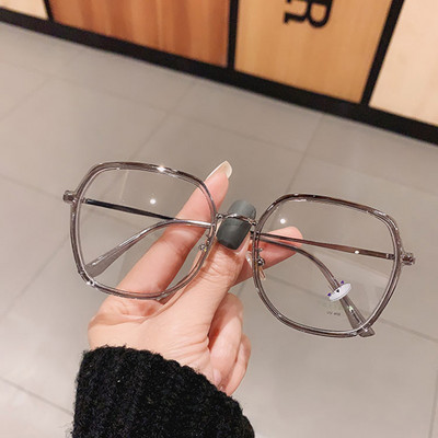 SO&EI Fashion Polygon Clear Anti-Blu-Ray Lens Eyewear Women Square Glasses Frame TR90 Men Vintage Optical Frame Computer Goggles