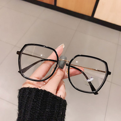SO&EI Fashion Polygon Clear Anti-Blu-Ray Lens Eyewear Women Square Glasses Frame TR90 Men Vintage Optical Frame Computer Goggles