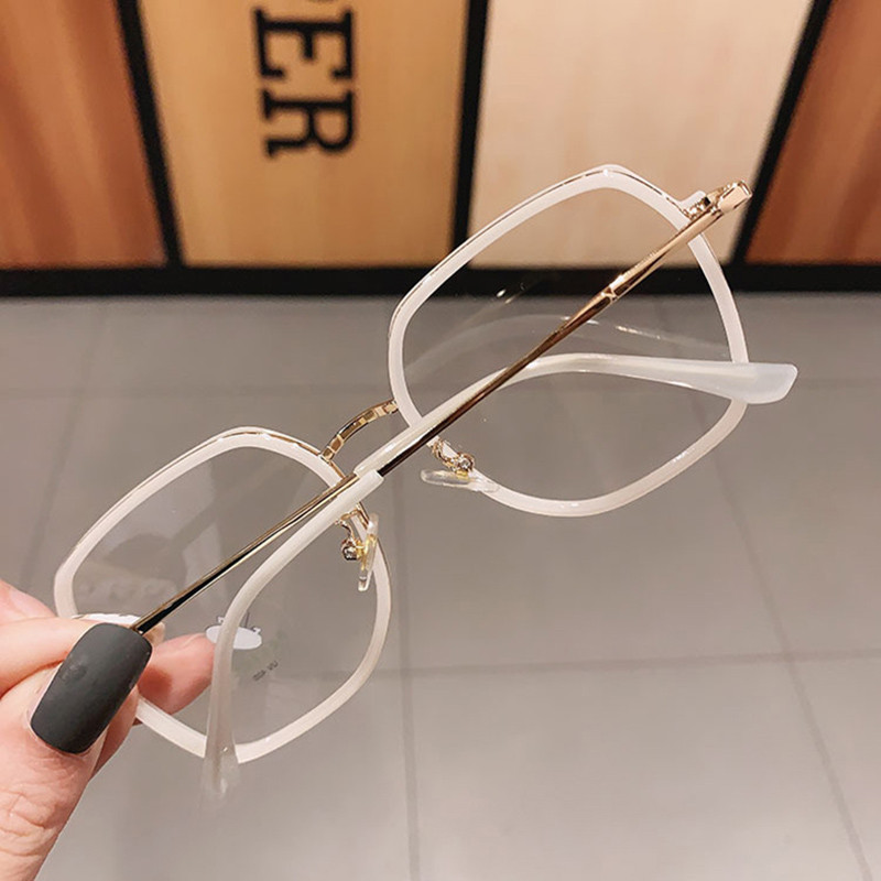 SO&EI Fashion Polygon Clear Anti-Blu-Ray Lens Eyewear Women Square Glasses Frame TR90 Men Vintage Optical Frame Computer Goggles