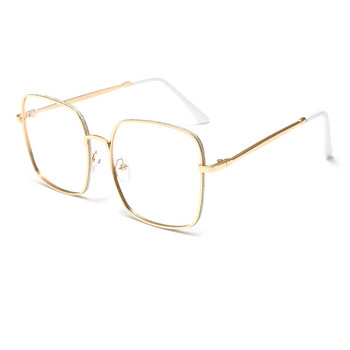 Извънгабаритни очила против синя светлина Квадратни очила Диамантена рамка Жени Мъже Очила с прозрачни лещи Очила за очила