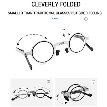 Γυαλιά ανάγνωσης κατά του μπλε φωτός με κουτί Ανδρικά Γυναικεία Πτυσσόμενα Μεταλλικά Στρογγυλά Τετράγωνα Γυαλιά Unisex Φορητά γυαλιά Presbyopia